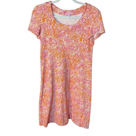 Lilly Pulitzer Kelsea Dress in Ten Speed Bicycle Print Sz XS Orange Pink - Picture 5 of 9